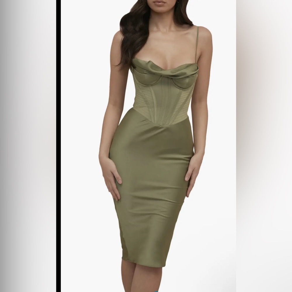 House of CB Olive Green Midi Dress